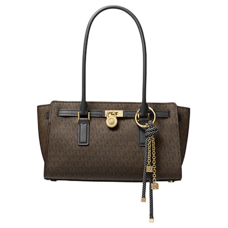 

Michael Kors Hamilton Classic Logo Leather Shoulder Bag Women shoulder bag Brown Black 30F5GNXT0B-NERO Basic Set (Bag)