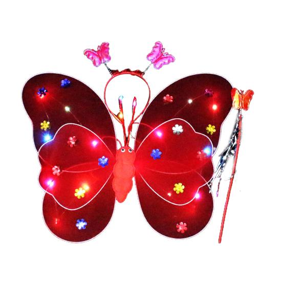 3Pcs/Set Luminous Butterflies Wing Light Up Costume Accessories Cute Vivid Kids Performance Glowing for Festival