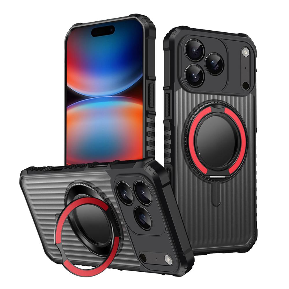 KEYSION Étui avec support anneau rotatif à 360° pour MagSafe pour iPhone 17 Pro Max 17 Air Mat Transparent Magnétique Antichoc Housse de téléphone