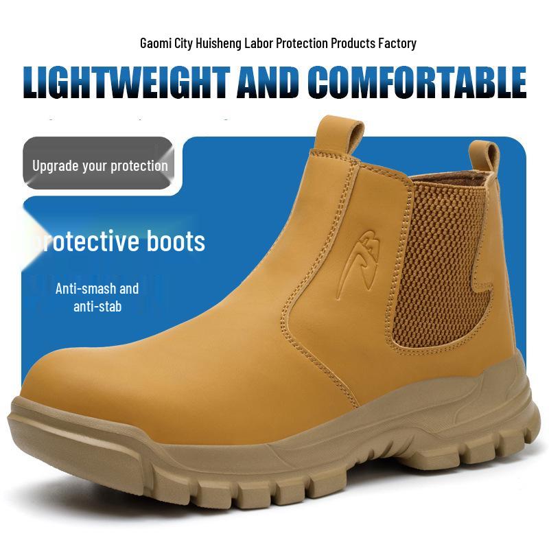 

Temu Microfiber Water-Repellent Safety Slip-On Shoes: Anti-Smash, Anti-Puncture, Soft, Foldable Protective Footwear Black;37