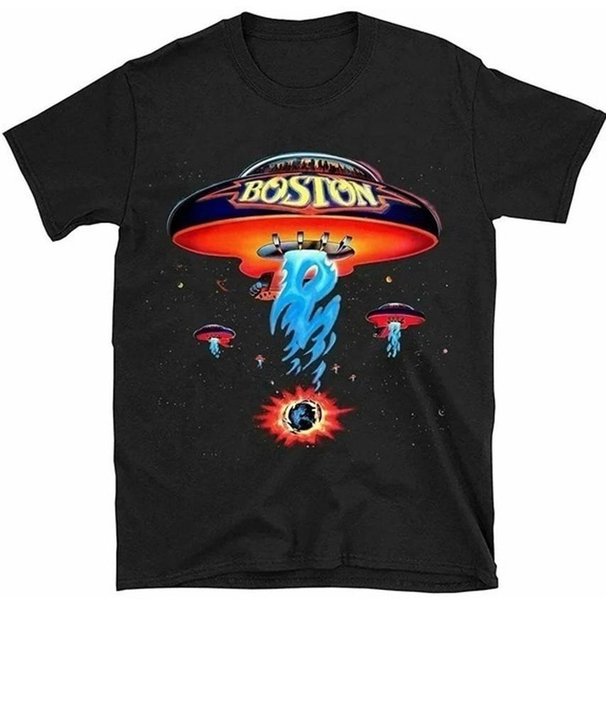 Boston Band T-shirt Ruimteschip Rockband Tee Klassiek Achterkant Rock T-shirt