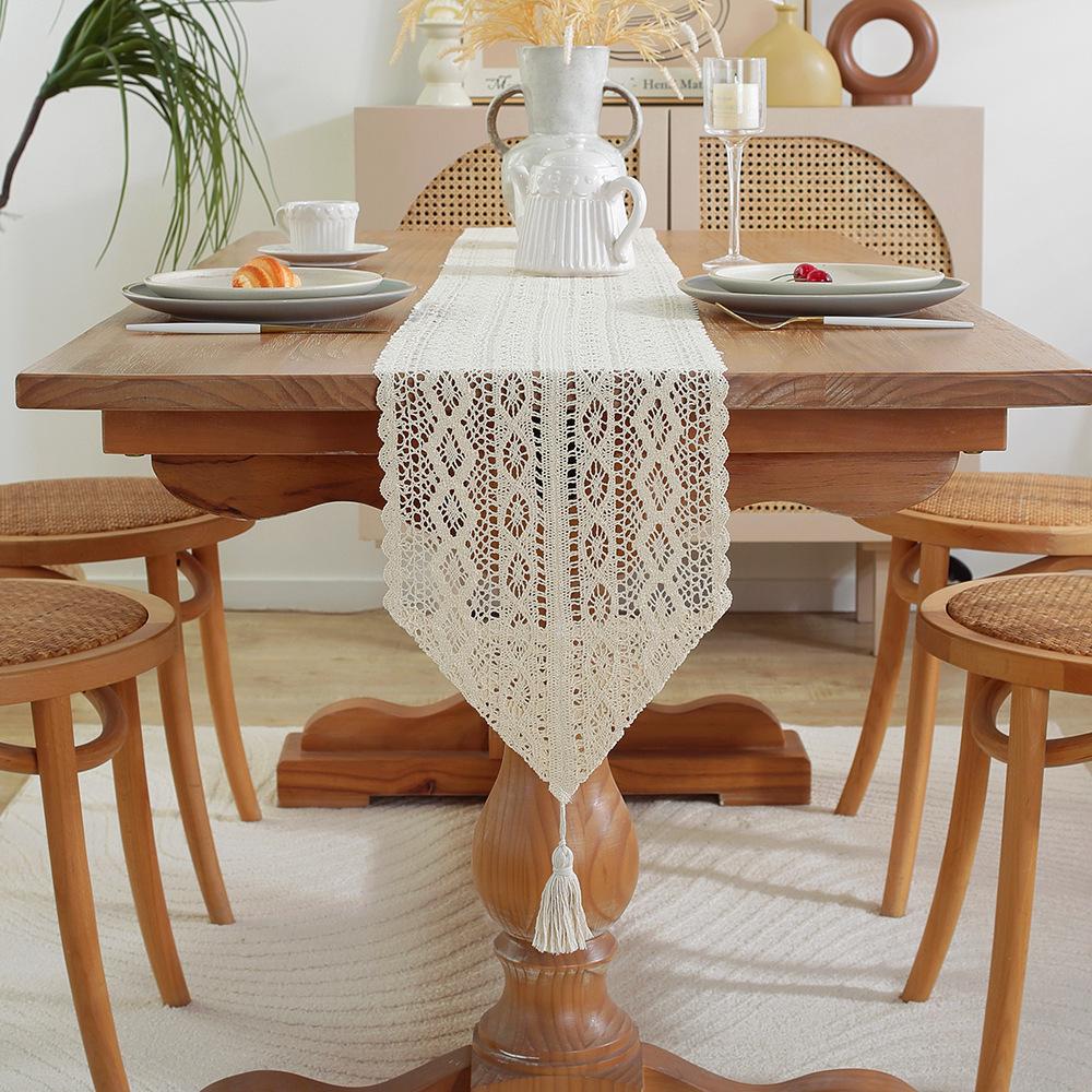 Country Table Flag Hollow Retro Cotton Thread Crochet Table Flag Lace Tablecloth Sen Series Tv Cabinet Coffee Table Cover