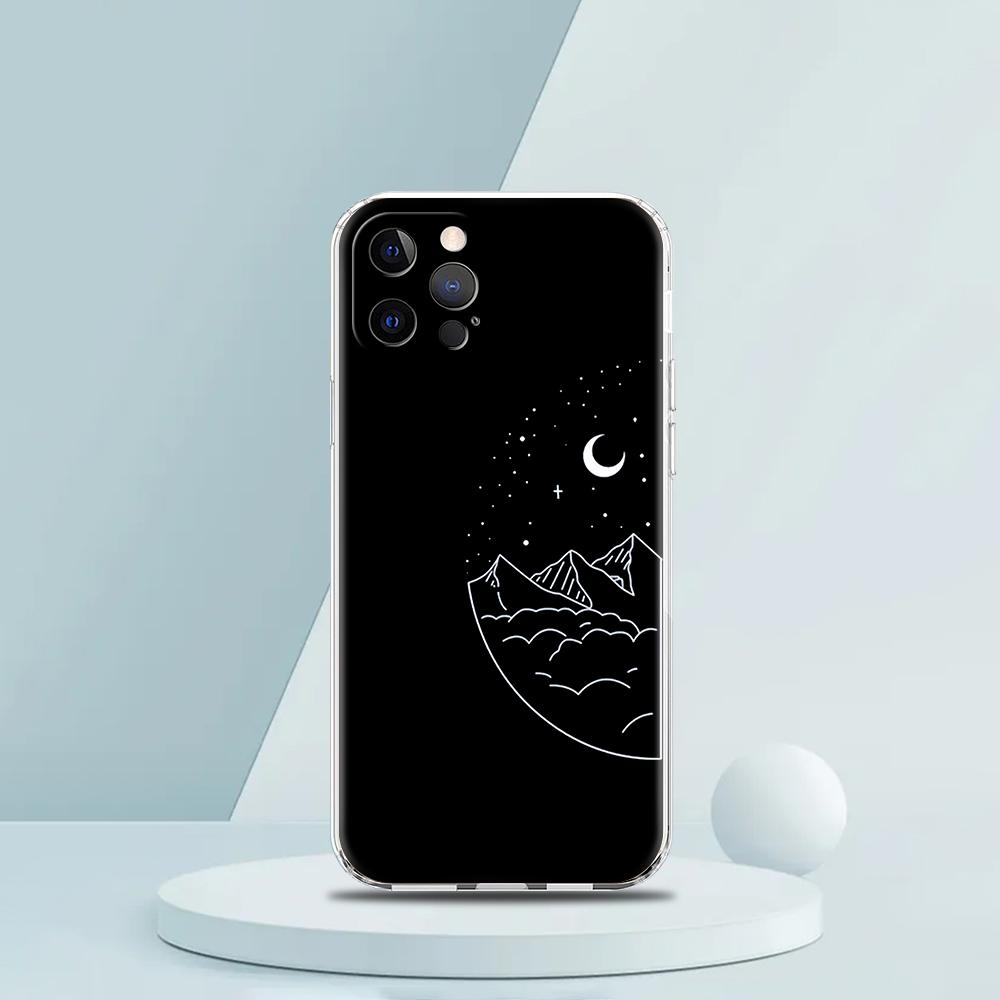 Couple Cartoon Aesth Sun Moon Luxury Phone Case For iPhone 16 15 14 13 12 11 Pro Max XS X XR SE 7 8 Plus Silicone Clear Cover
