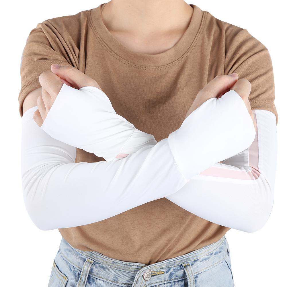 1 Pair Unisex Arm Warmers AntiUV Arm Covers Outdoor Drive Sport Half Finger Sleeves(White S)