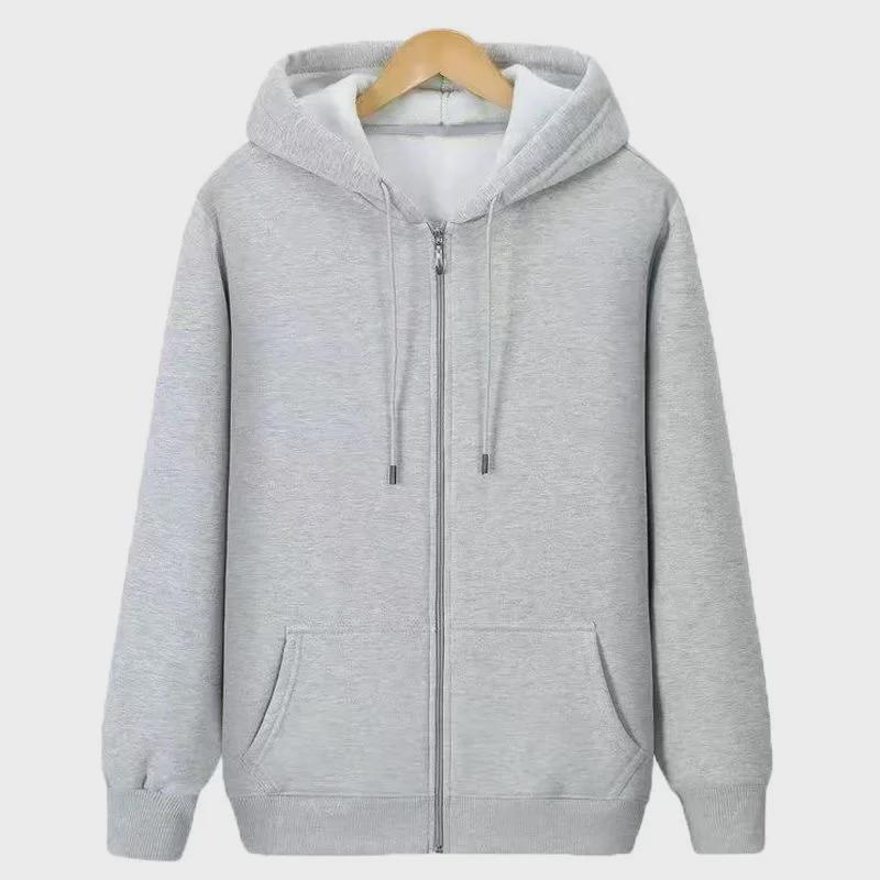Herre 2023 Hettejakke med glidelås: Trendy, Løstsittende, Varm jakke med plussfløyel for høst og vinter