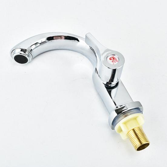 Single Hole Copper Curved Basin Sink Faucet Bathroom Deck Cold Water Outlet Tap