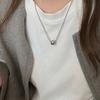 Personality Design Silver Color Stainless Steel Beaded Ball Pendant Necklace For Women Double Layer Hip Hop Rock Chokers Jewelry