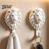 Drill Free Towel Hanger 2Pcs Lion-Head Wall Hooks 3D Printed Animal Shaped Hanger Self‑Adhesive Modern Wardrobe Storage Hook Coat Key Hook,