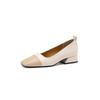 New women's fashion single low heel large size rubber sole square heel color matching casual and comfortable square head four seasons wear smal