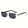 Rimless Sunglasses Rectangle Stylish Popular Eyeglasses Female Male Shades Compact Square Sun Eyeglasses for Women Men Traveling Oculos