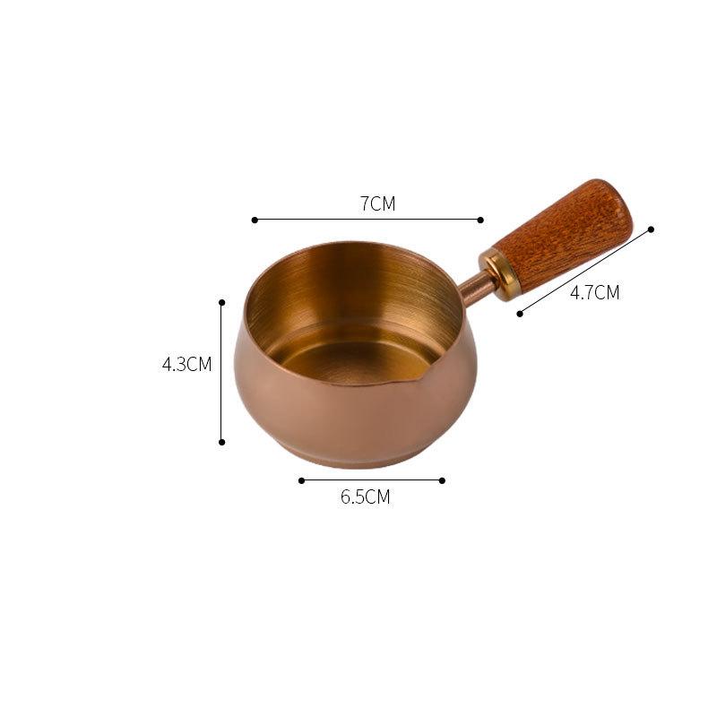 Stainless Steel Sauce Cup Western Sauce Cup Steak Dressing Cup With Wooden Handle Tomato Salad Dipping Saucer Kitchen Tools