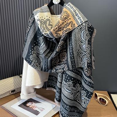 Scarf Lines Simple High Sense Contrasting Color Double-Sided Winter Shawl Women