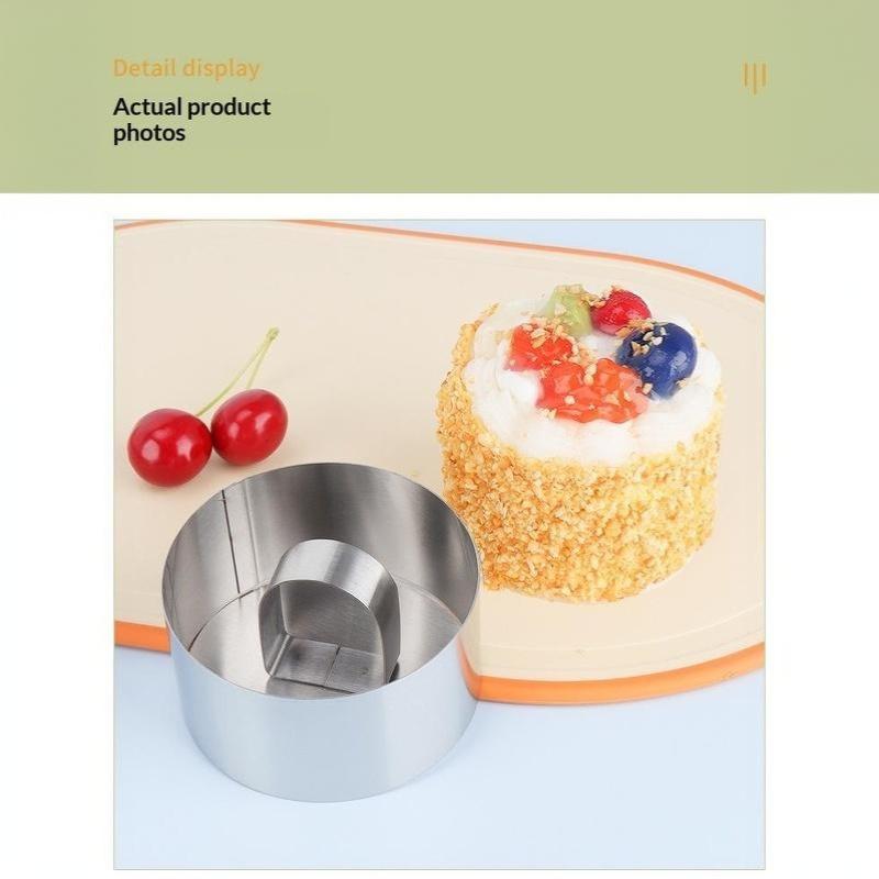Stainless Steel Mousse Cake Ring Molds with Press Plate 1/4 Pcs Multi Shapes for Commercial Bakery Dessert Making