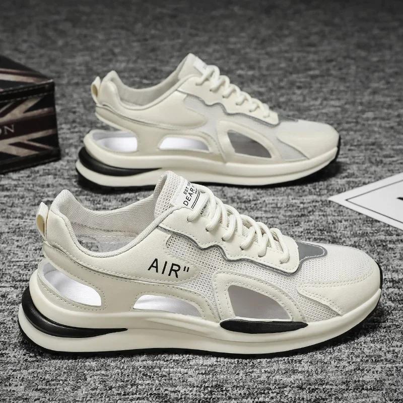 Hollow Men Sandals Mesh Breathable Shoes 2024 New Beach Men's Slippers Comfortable Non-slip Trendy Casual Men's Sneakers Sandals