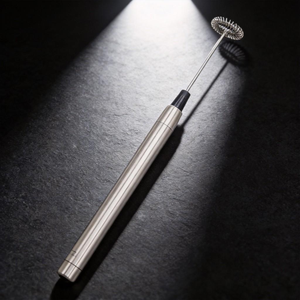Handheld Stainless Steel Milk Frother With Stand For Coffee And Latte Art