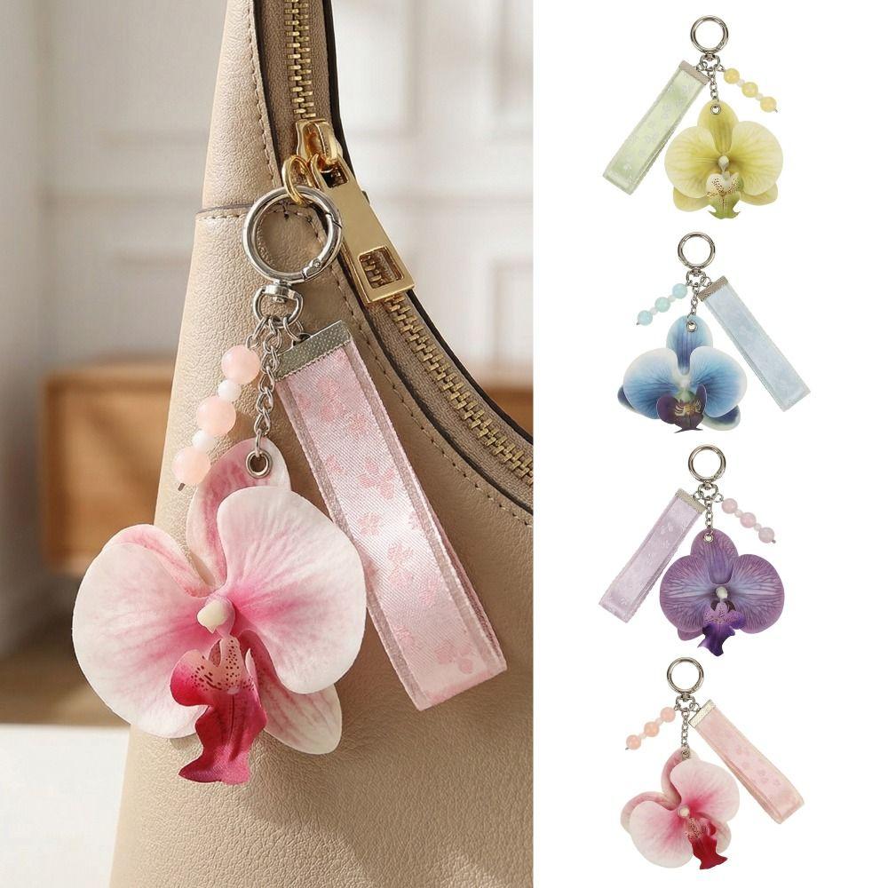 Mode Simulation Blume Orchidee Lilie Schlüsselanhänger Rucksack Dekoration Bunter Simulation Blume Schlüsselring Geschenke Blume Tasche Anhänger