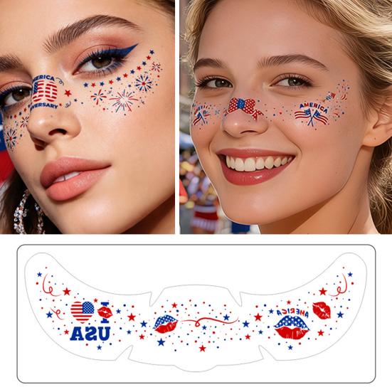 Waterproof Freckle Tattoos Stickers, USA Flag Face Stickers for Independence Day, Patriotic Temporary Body Art for Women Girls, Party Makeup