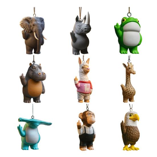 Animal Pendant Elephant Giraffe Hippopotamus Frog Design Christmas Ornament Hanging Rustic Holiday Decor
