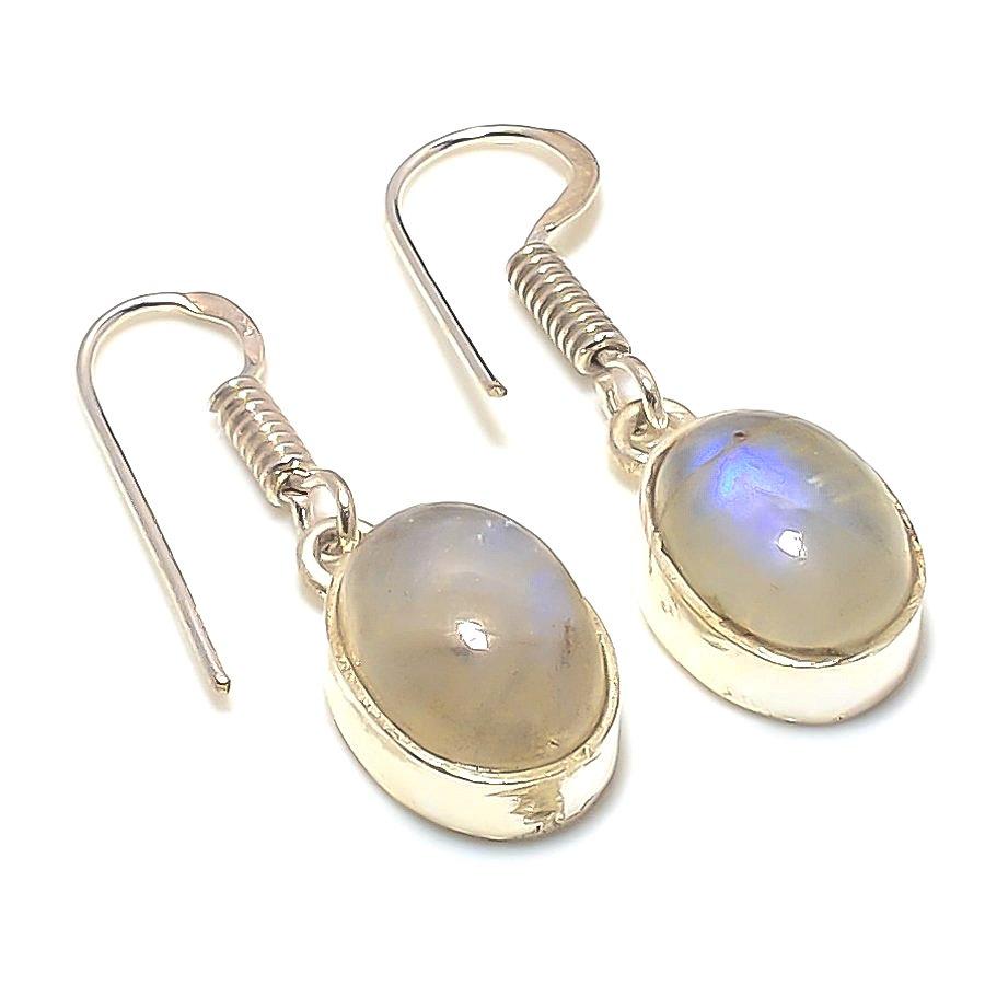 

Ювелирные изделия из стерлингового серебра 925 пробы с радужным лунным камнем, подарочные серьги 1,80 дюйма