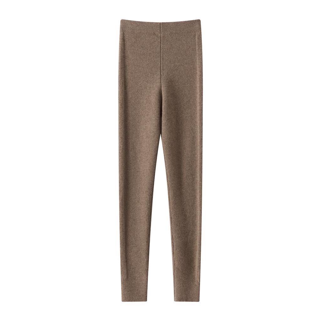 100% Pure Cashmere Leggings Women's Slimming, High-Elasticity Knitted Thermal Tights KTY