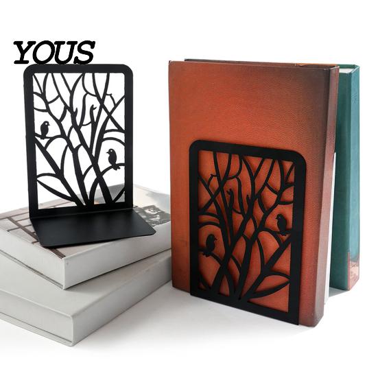 Decorative Bookends 1 Pair Tree of Life for Shelves, Heavy Duty Bookshelf Smooth Edge Organizer, Hollow Book Holder Stoppers Desk, Office Library