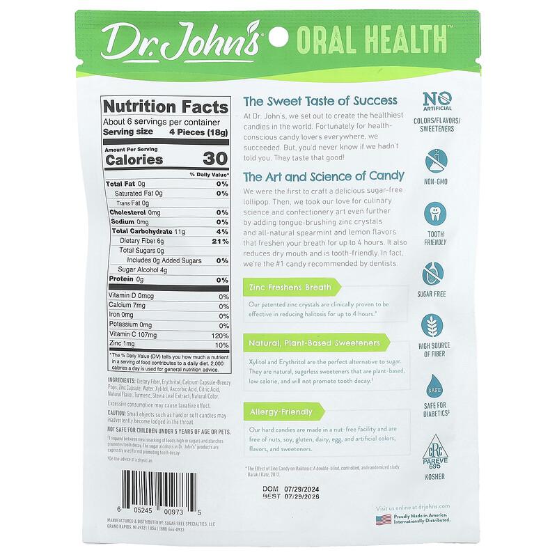 Oral Health™, Fresh Breath Drops, + Zinc Crystals, Lemon Spearmint, Sugar Free, 24 Individually Wrapped Candies, 3.85 oz (109 g)