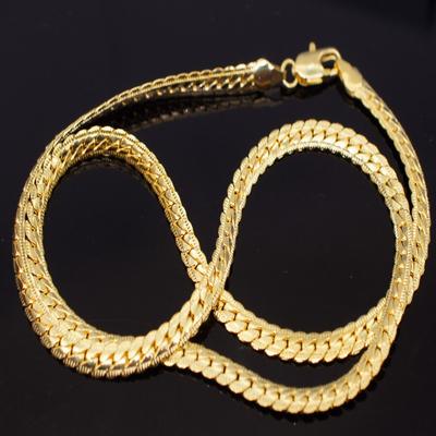 Copper 20Inch 50CM 18k Gold 6mm Full Sideways Chain Necklace For Women Man Fashion Wedding Party Jewelry
