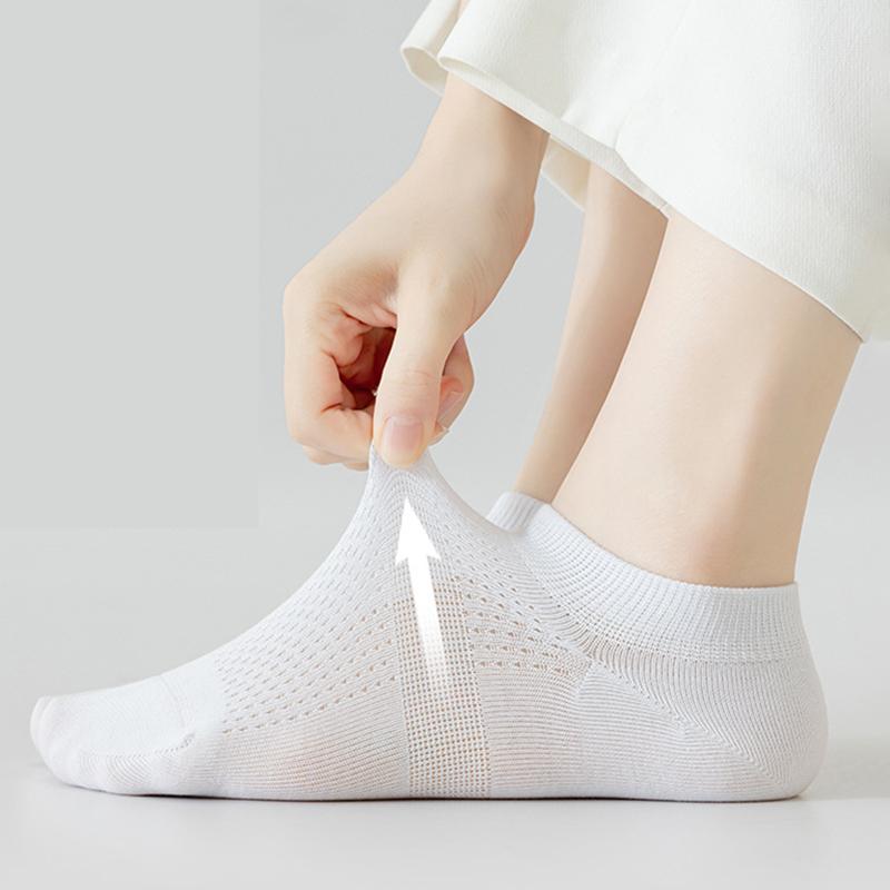 10 Pairs Women's Socks Spring Summer Ins Thin Non-slip Mesh Sweat-absorbing Breathable Boneless Short Bottom Boat Socks Cotton