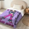 Custom Name Groovy Chick Print Flannel Blanket, High quality Comfortable for All Seasons, Home Decor, Warmth and Comfort, Perfect for Christmas Gifts