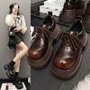 Muffin Sole Personalized Big Head Low-top Shoes 2025 Spring New Thick-soled Thick Heel Lace-up Casual Small Leather Shoes Loafers