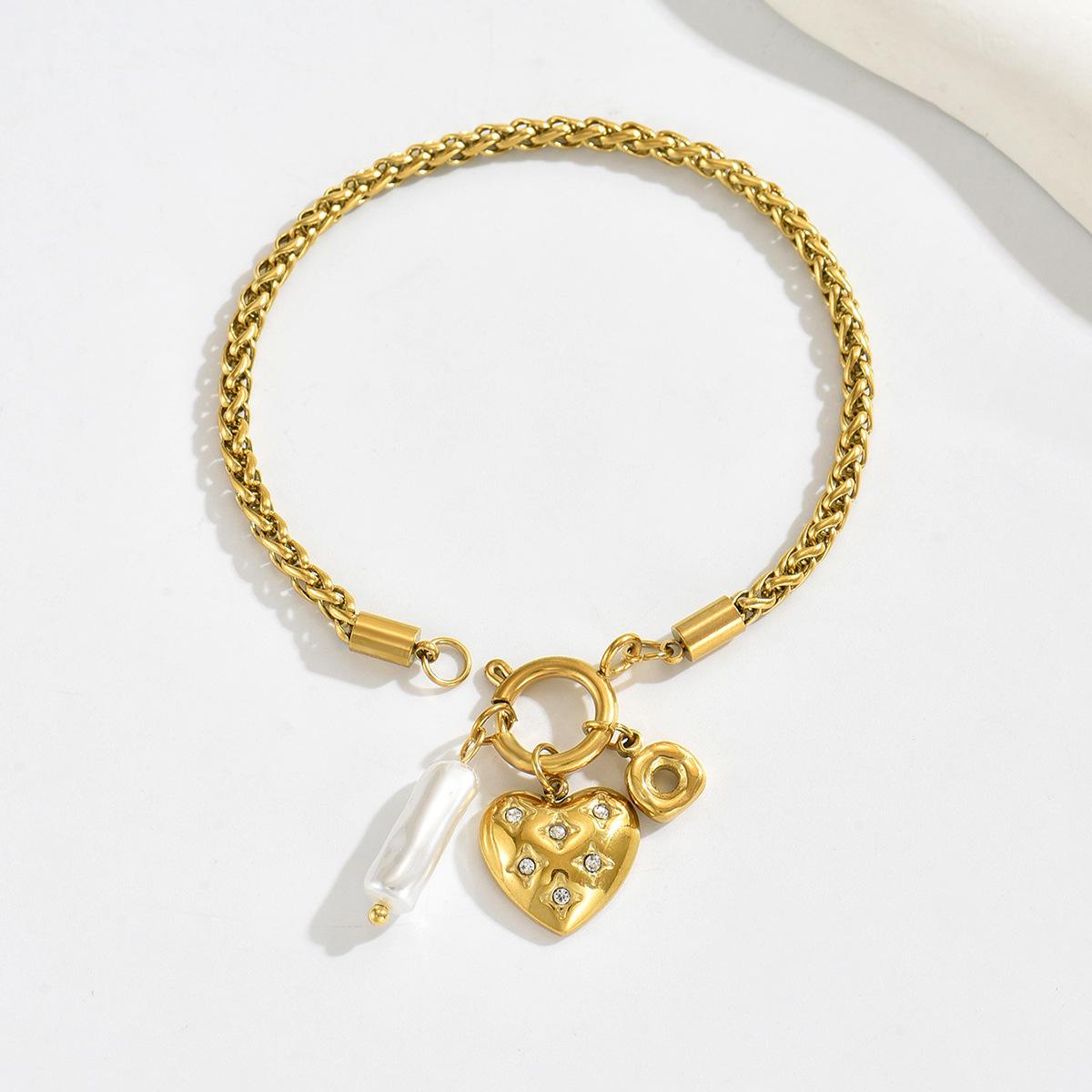 

Wind jewelry DIY geometric love inlaid diamond design bracelet versatile high-end jewelry women