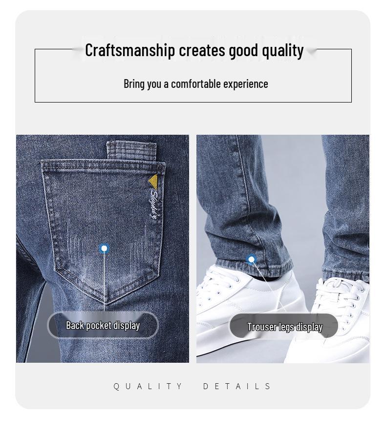 Herren Romon Slim Fit Leichte Jeans - Herbsttrend, Elastische Gerade Hose