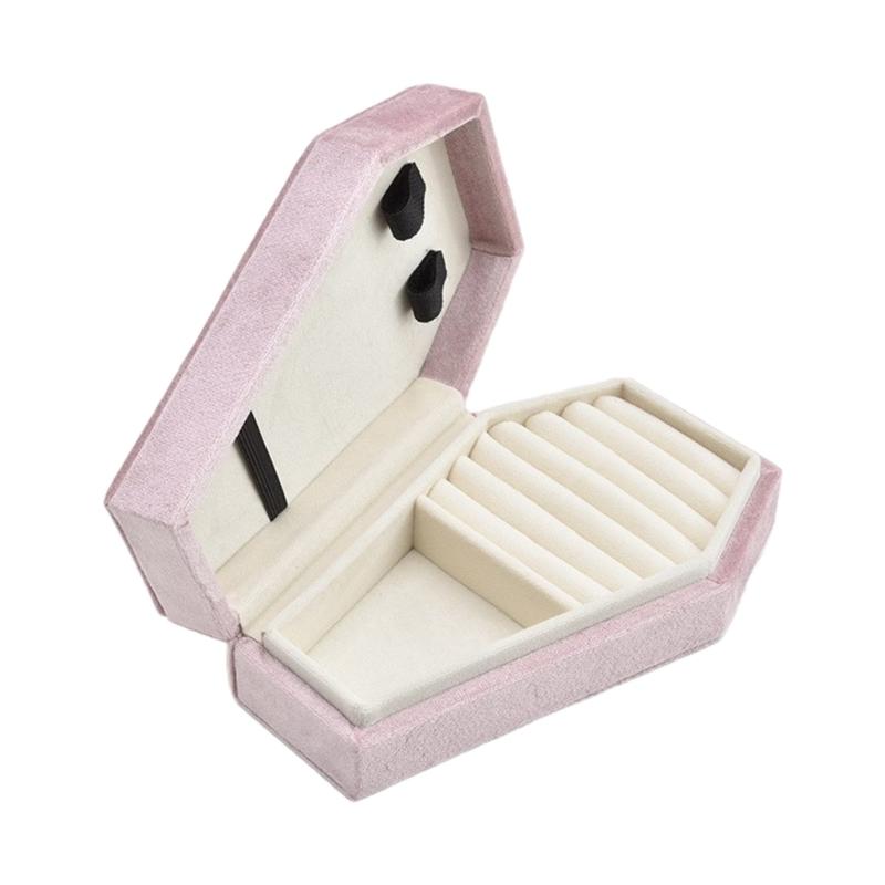 Coffin Shape Jewelry Display Box Portable Jewelry Organizer Box Necklace Earring Display Case Rings Holder Trinket Box