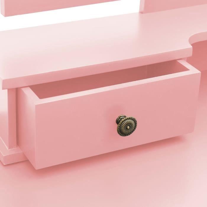 VidaXL Ensemble de coiffeuse et tabouret Rose 100x40x146 cm Paulownia