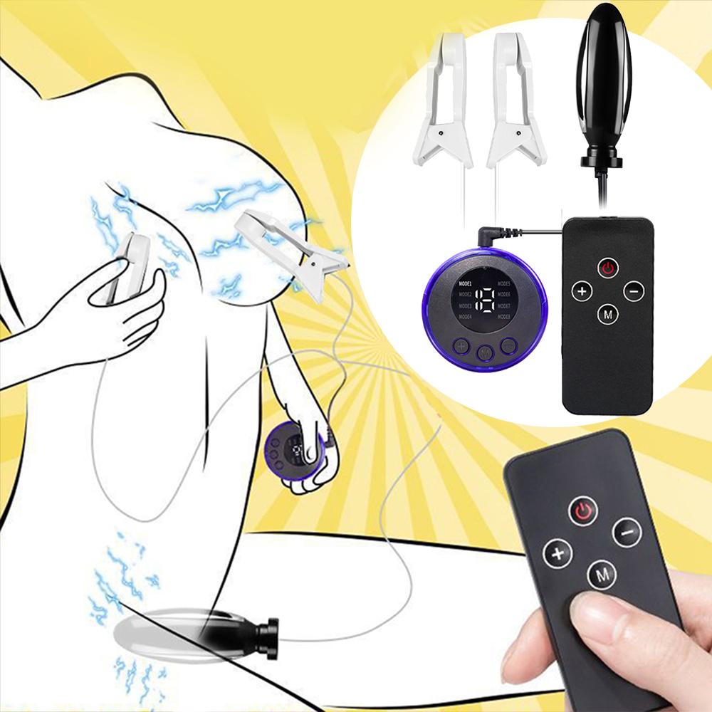 Bdsm Double Penetration Anal Plug Vibration Electric Shock Sex Toys Machine Fetish Nipple Clamp Tool Sexy Shoping Adult Porn 18+