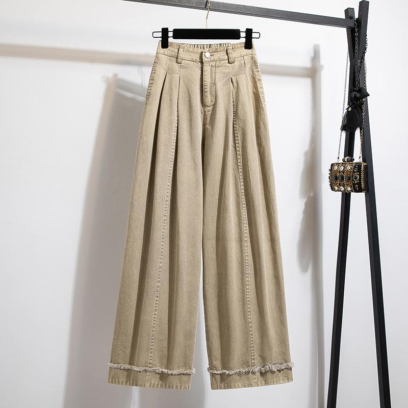 

DIMANAF Лето 2025 Женские брюки больших размеров с широкими штанинами, свободные, с высокой посадкой, базовые, из эластичного хлопка, повседневные длинные брюки 5XL бордовый