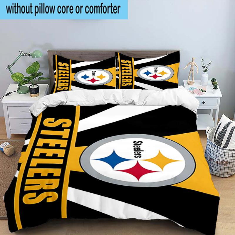 Pittsburgh Steelers Logo Art 3PCS Bedding Set 2D Printing (Includes 1 Duvet Cover + 2 Pillowcases Coreless), Bedroom decor,Fan Gift