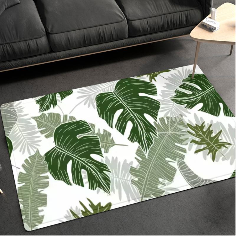 Tropical Plant Green Leaf Floor Mat Home Kitchen Living Room Decoration Antifouling Carpet Bedroom Room Simple Corridor Door Mat
