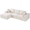 Modulares Ecksofa L-Form Wolkensofa mit Chaiselongue und Kissen Beige