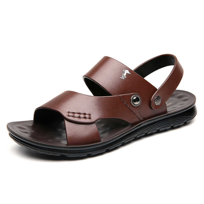 2025 Summer New Men's Sandals Men's Leather Summer Sandals Men's Beach Shoes Non-slip Sandals