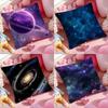 Space Starry Sky Art Cushion Cover Antidustmite Pillowcase Invisible Zipper Silky Short Plush Sofa Cushion Cover