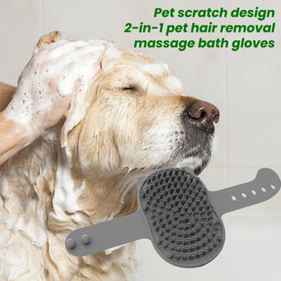 Hundepflegebürste Tier-Shampoo Badebürste Beruhigende Massage Gummikamm mit verstellbarem Ringgriff für lang- und kurzhaarige Katzen und Hunde