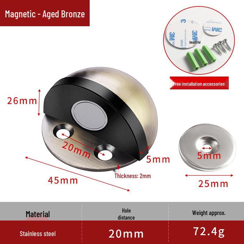 No-Drill Anti-Collision Rubber Door Stopper for Glass Doors - Hole-Free, Anti-Theft, Turtle Top Design