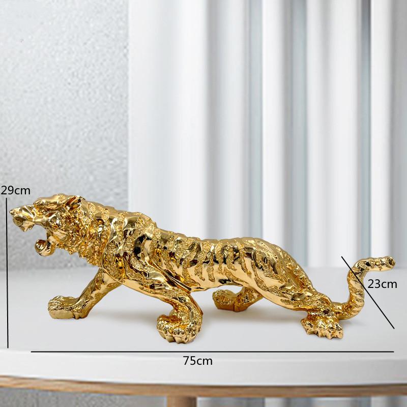 Golden Tiger Animal Sculpture, Electroplated Resin Crafts, Home Decoration, Living Room and Office Desk Decoration Ornaments