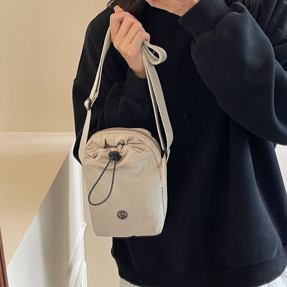 Coin Pouch Drawstring Crossbody Bag Nylon Rope Mobile Phone Bag Portable Water Bottle Pouch Sports
