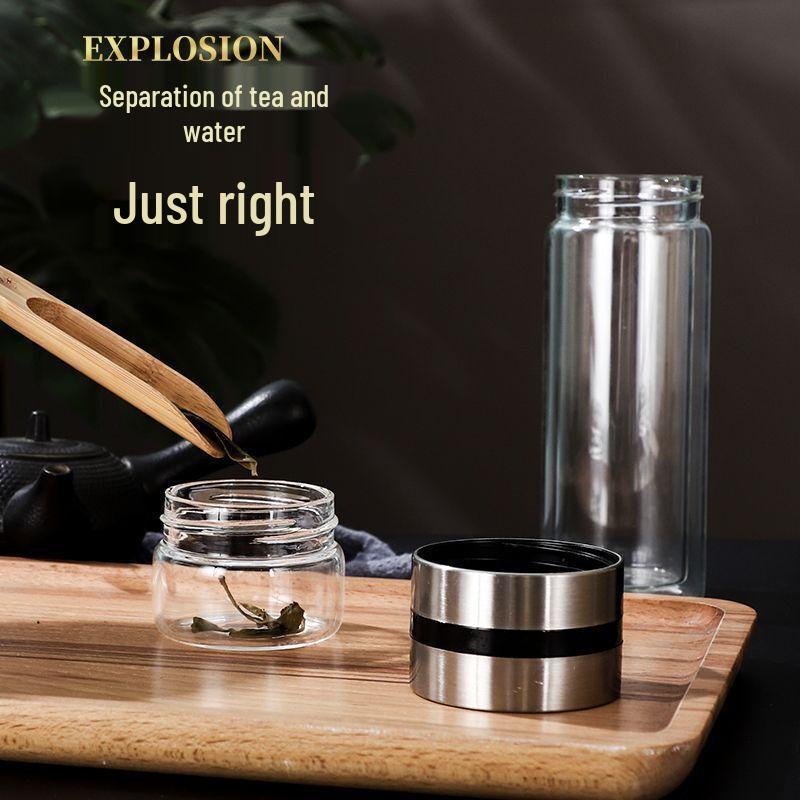 OLOEY Double-Layer Tea Infuser Glass Bottle