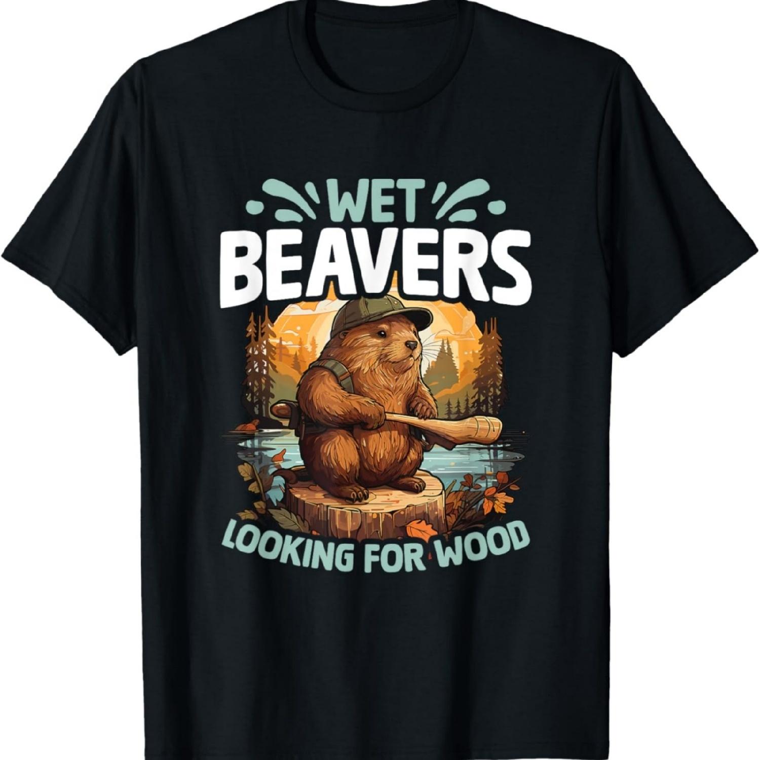 Looking For Wood Funny Beaver Pun Humor Animal Wet Beaver T-Shirt XXXXXL разноцветный