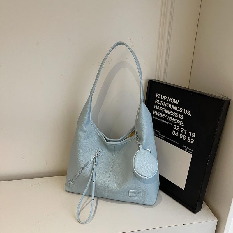 

Casual large-capacity bag women s 2025 new trendy summer fashion tote bag college style commuter shoulder messenger bag синий