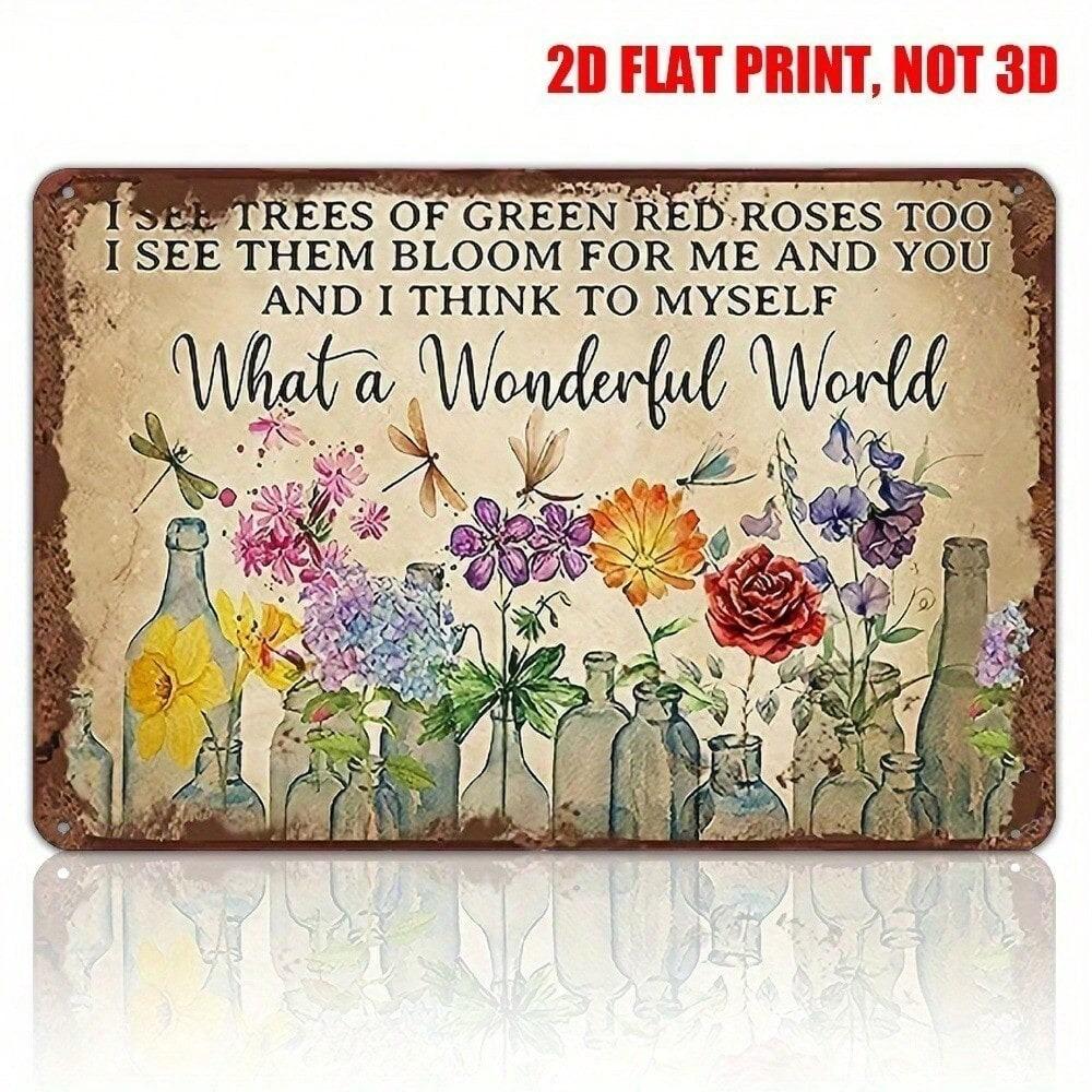 Metal Wall Art Poster Flowers Garden Louis Armstrong for Living Room