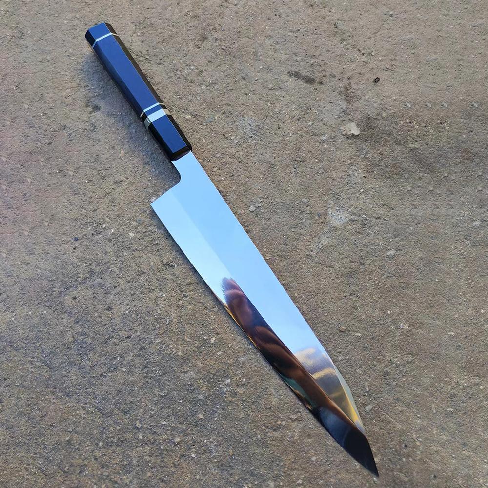 Sashimi Knife Single-edged Blade VG10 Sharp Chefs Cleaver Fish Slicing Sushi Japanese Kitchen Knives Ebony Handle Cooking Tools 20cm Blade
